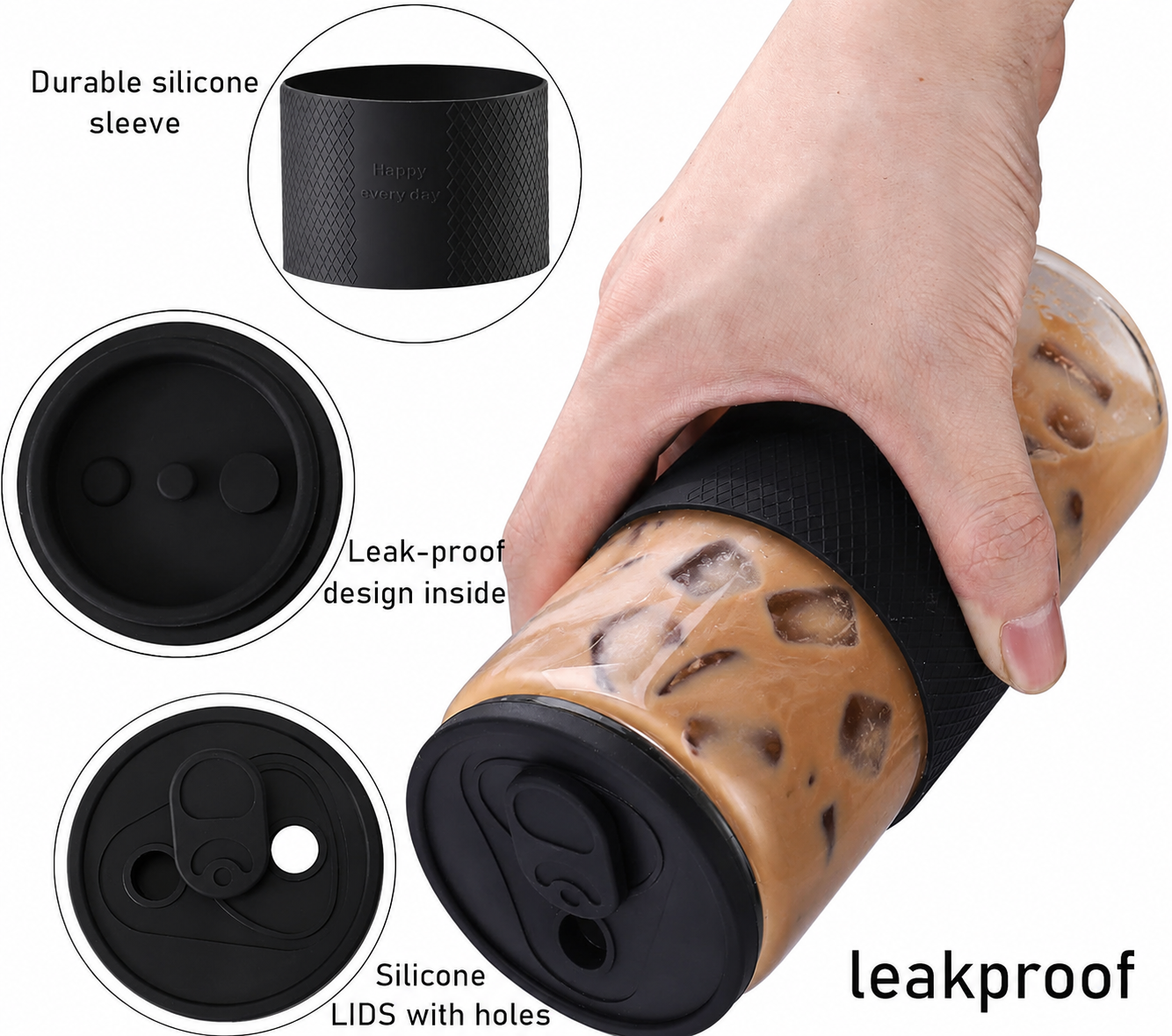 Clean Coffee Cup with Lid and Straw